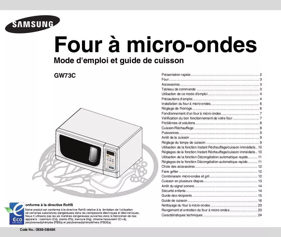 Mode d'emploi SAMSUNG GW73C