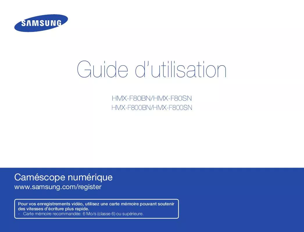 Mode d'emploi SAMSUNG HMX-F80BN