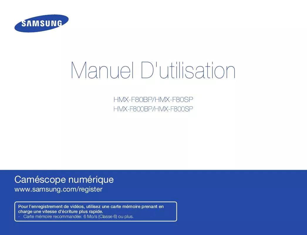 Mode d'emploi SAMSUNG HMX-F80BP