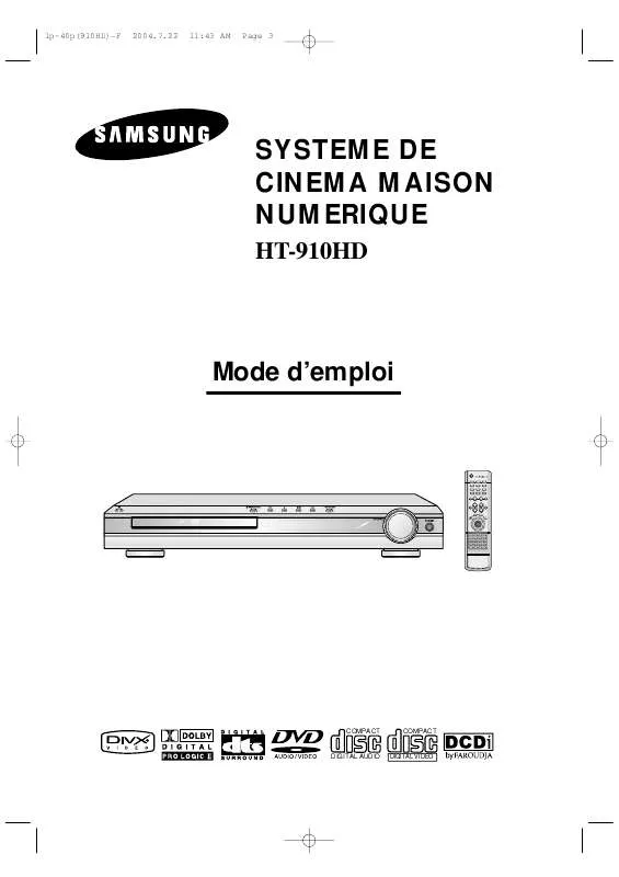 Mode d'emploi SAMSUNG HT-910HD