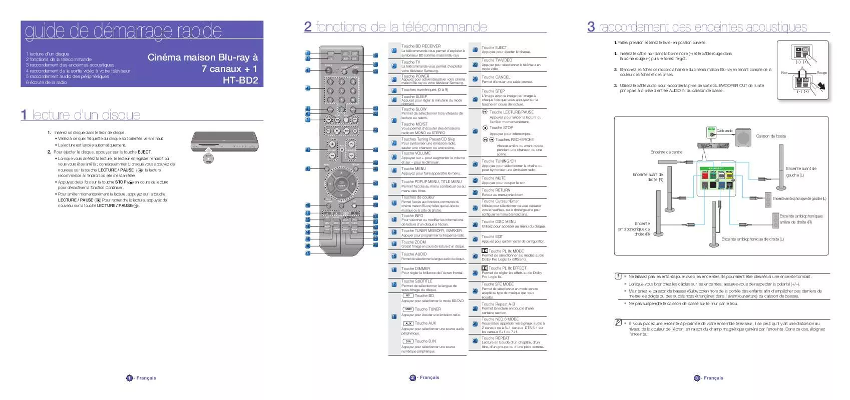 Mode d'emploi SAMSUNG HT-BD2T