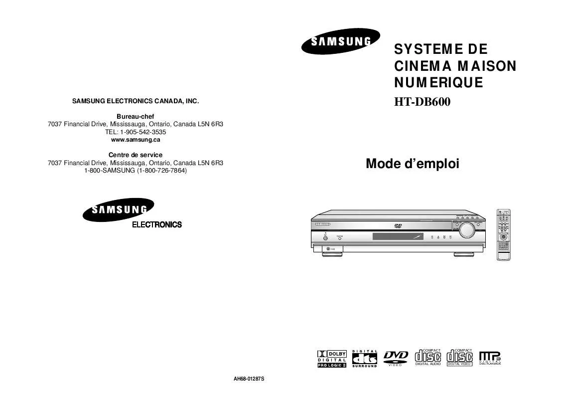 Mode d'emploi SAMSUNG HT-DB600