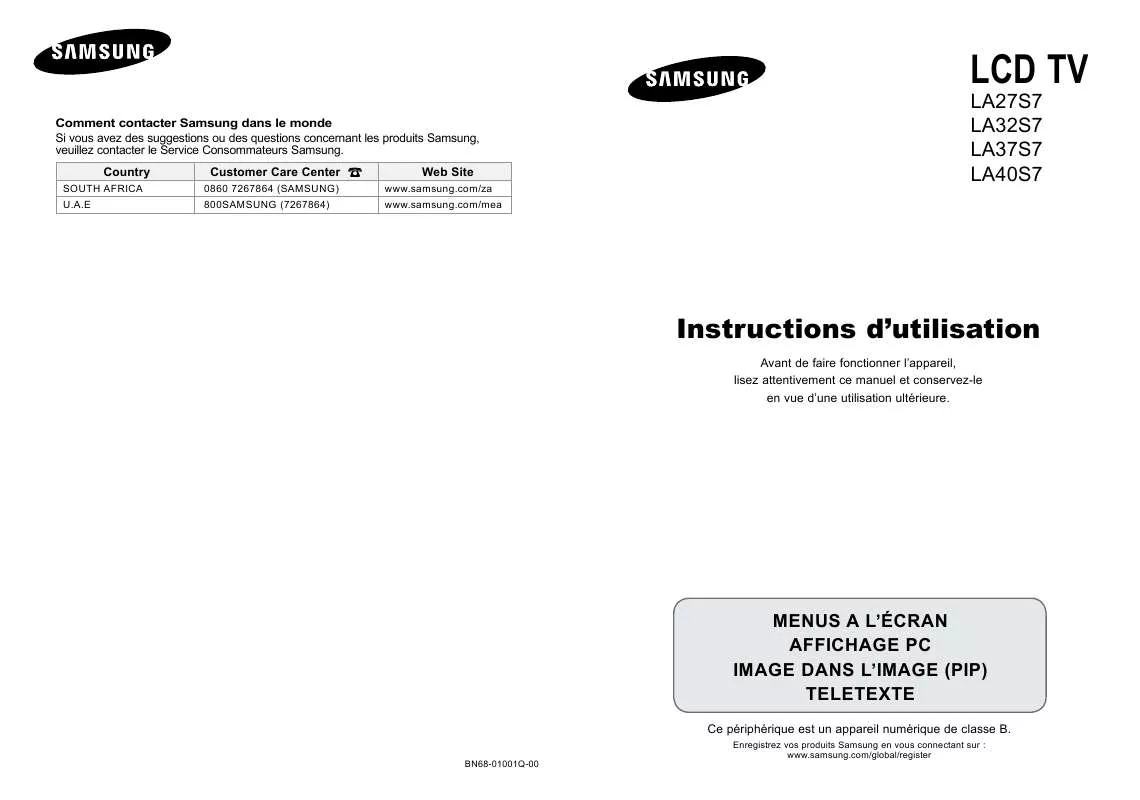 Mode d'emploi SAMSUNG LA27S71B