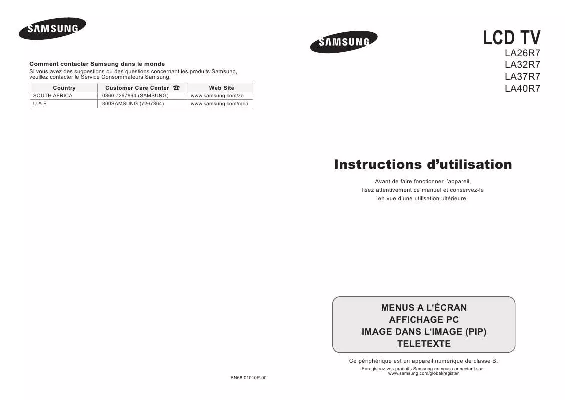 Mode d'emploi SAMSUNG LA32R71W