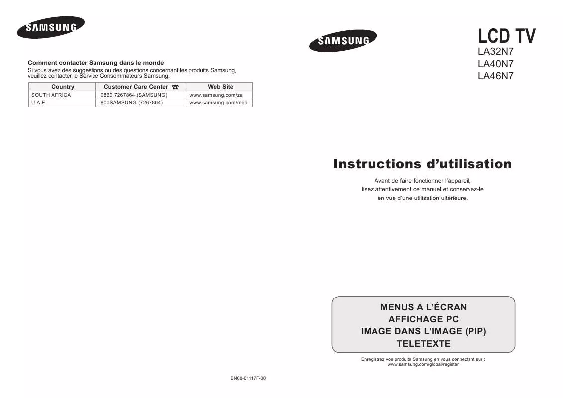 Mode d'emploi SAMSUNG LA46N71B