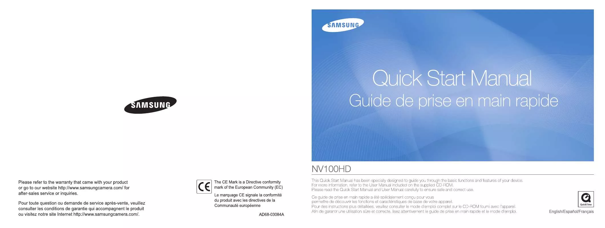 Mode d'emploi SAMSUNG LANDIAO NV100HD