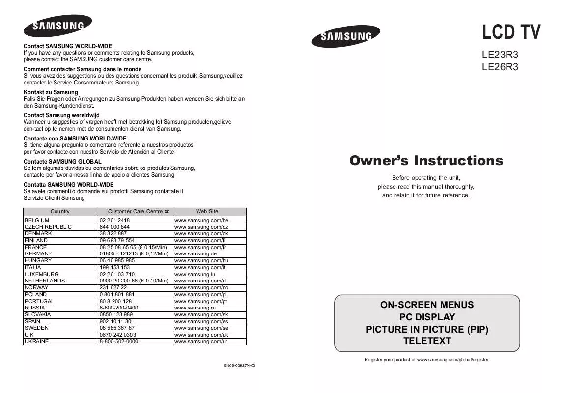 Mode d'emploi SAMSUNG LE-23R32B