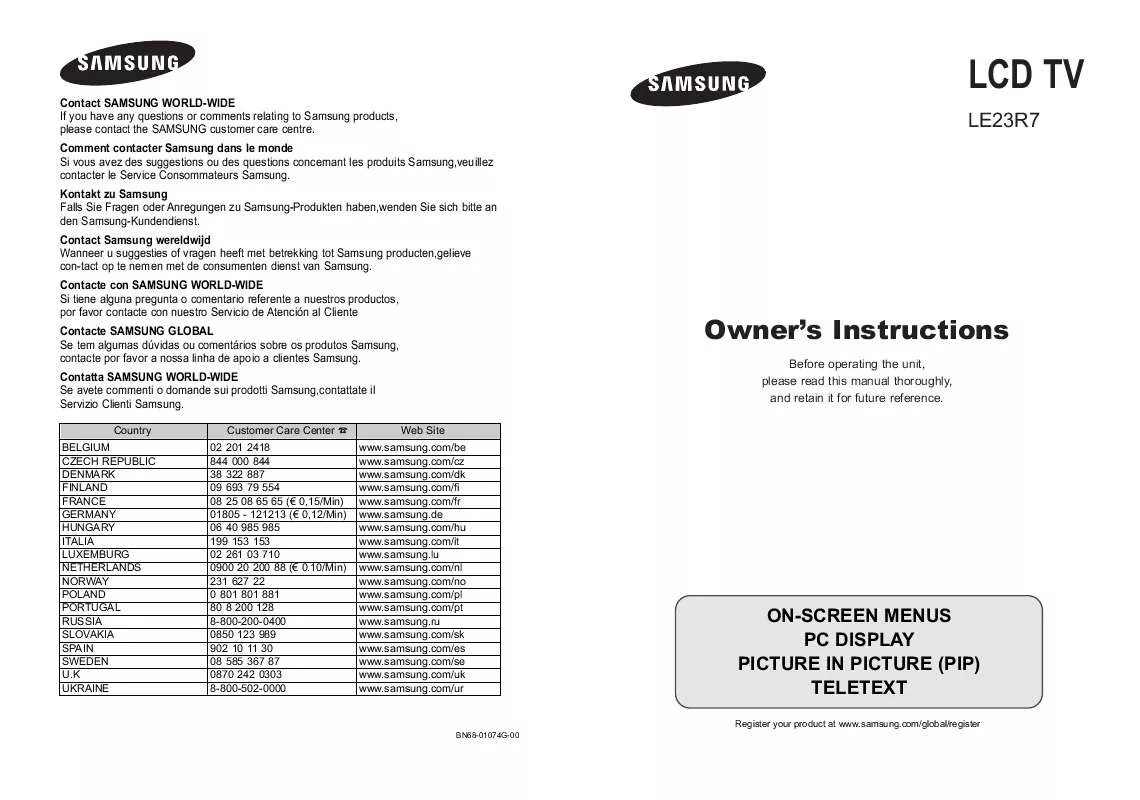 Mode d'emploi SAMSUNG LE-23R71B