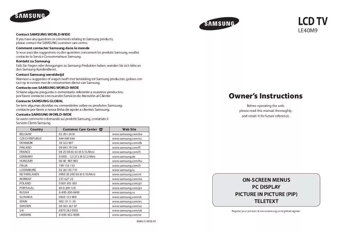 Mode d'emploi SAMSUNG LE-40M91B