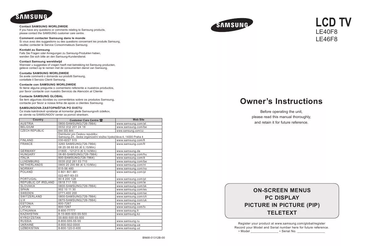 Mode d'emploi SAMSUNG LE-46F86BD