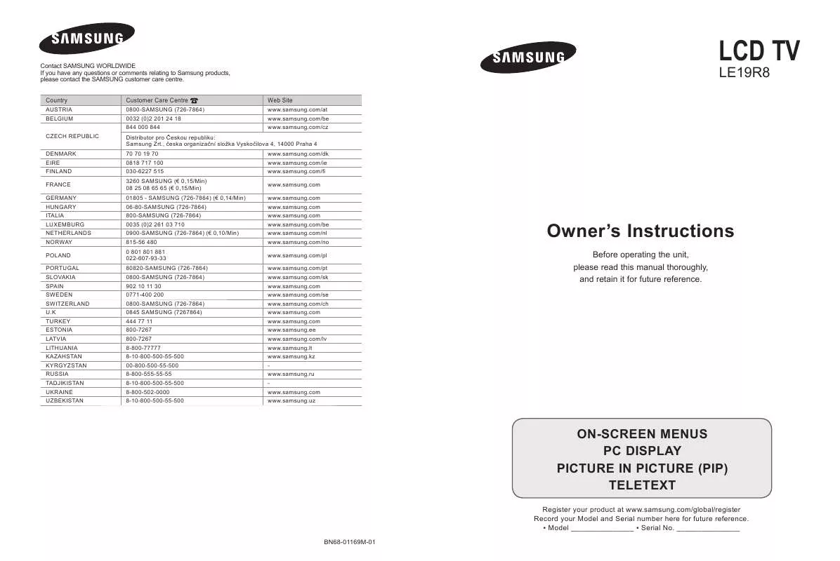 Mode d'emploi SAMSUNG LE19R88BD