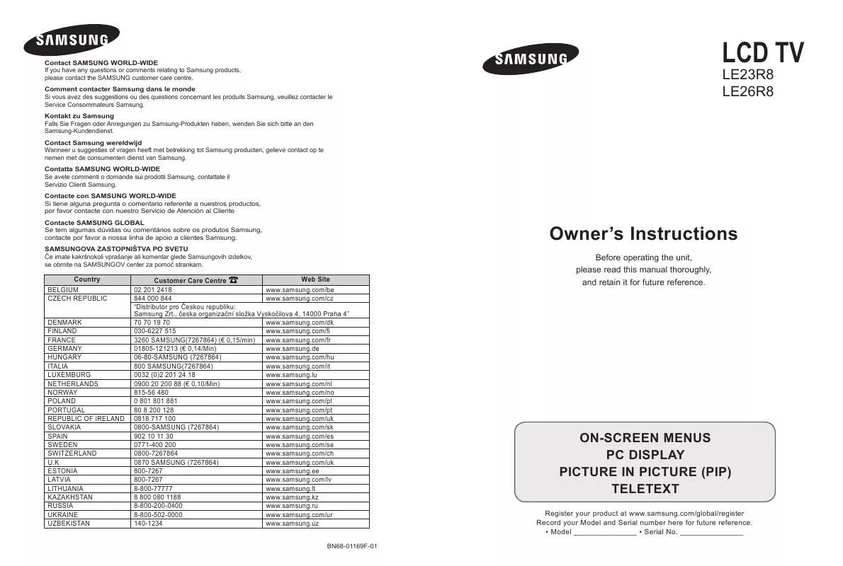 Mode d'emploi SAMSUNG LE26R87BD