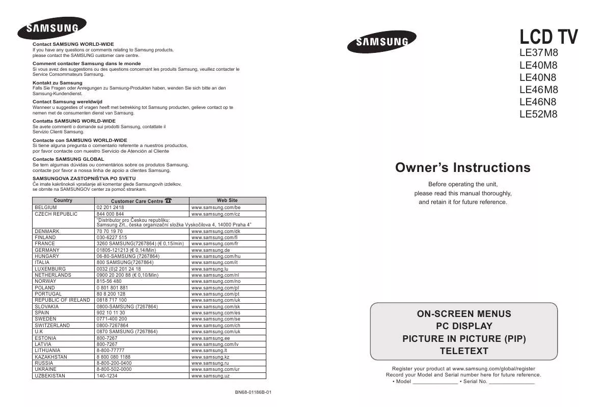 Mode d'emploi SAMSUNG LE37M87