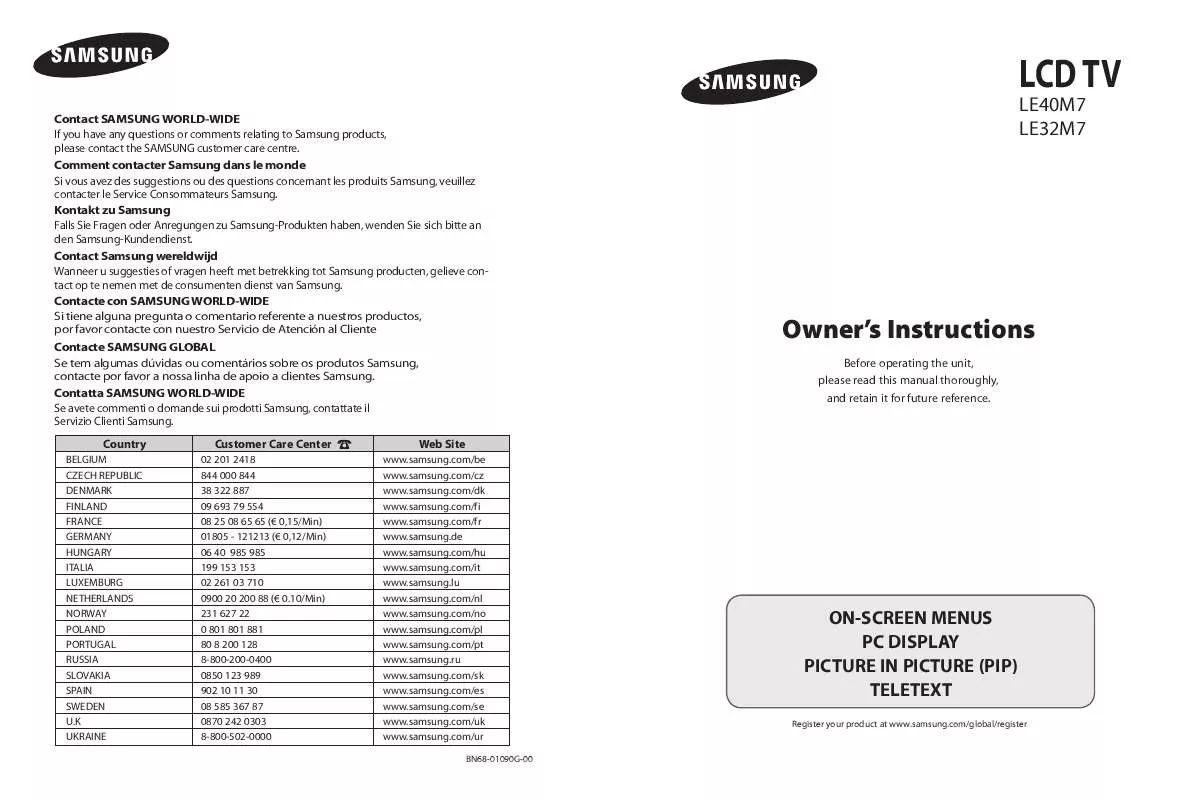 Mode d'emploi SAMSUNG LE40M71B