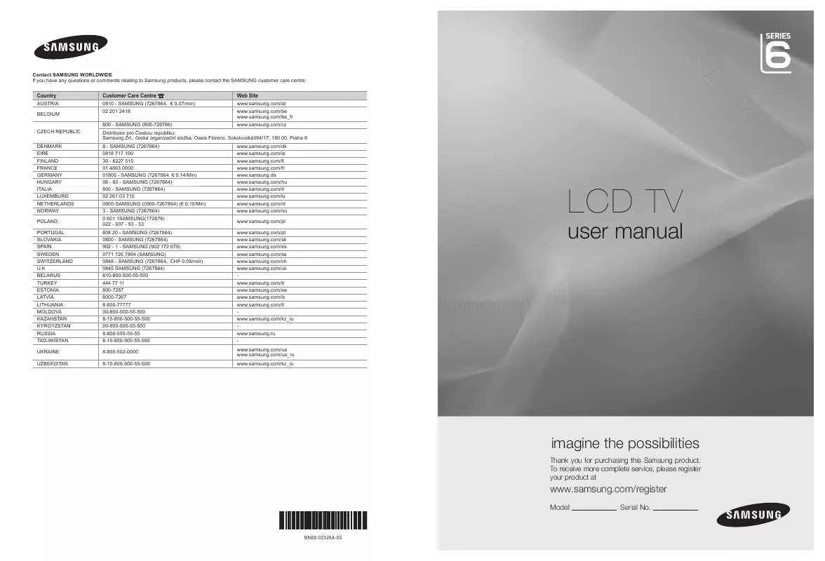 Mode d'emploi SAMSUNG LE46B620R3W