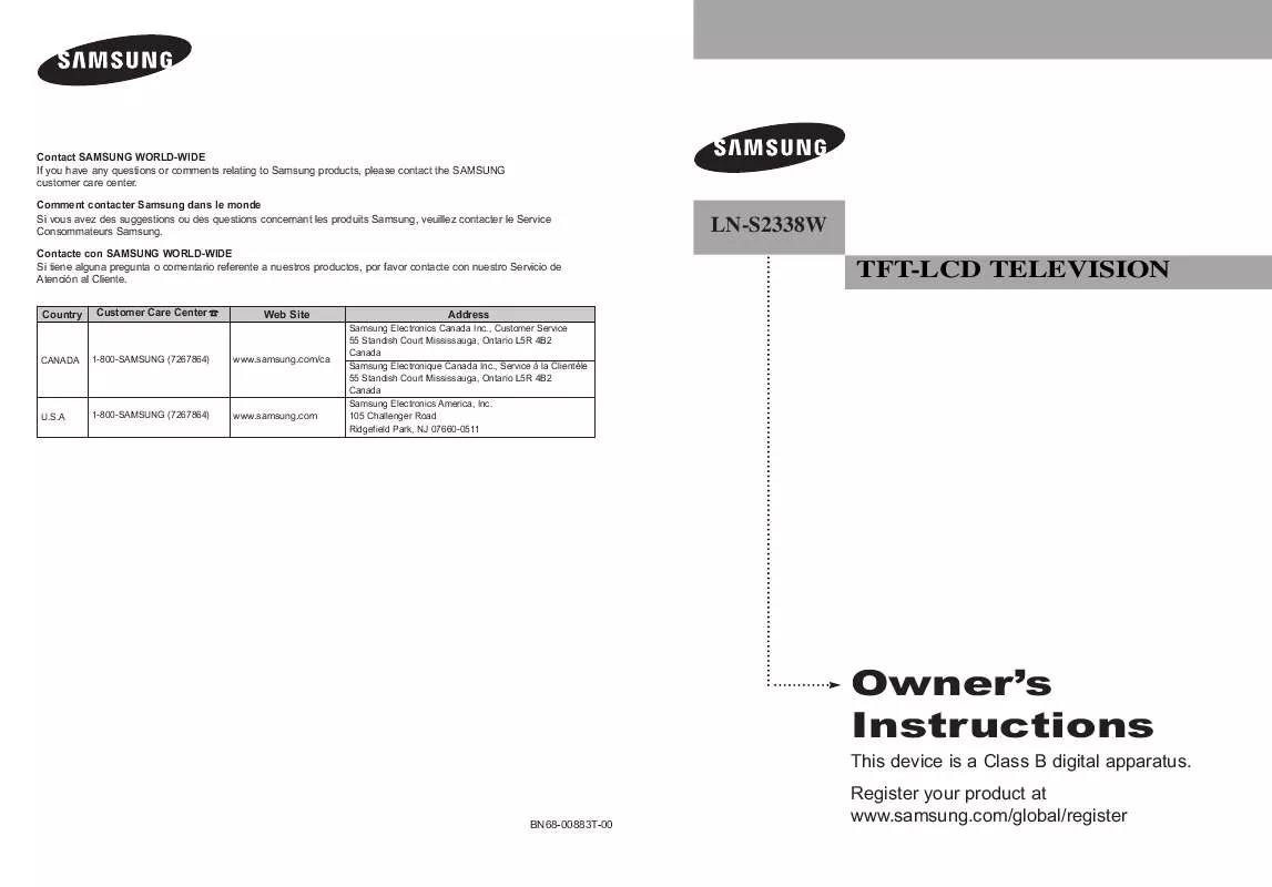 Mode d'emploi SAMSUNG LN-S2338W