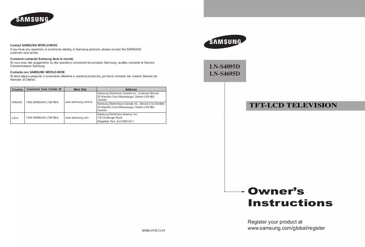 Mode d'emploi SAMSUNG LN-S4095D