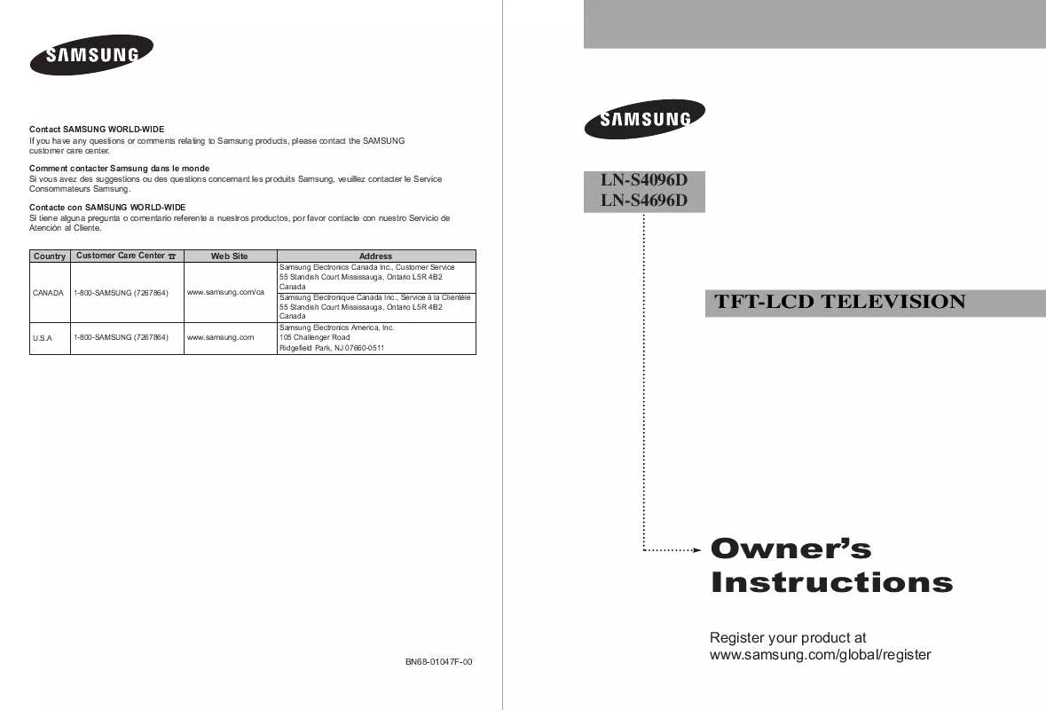 Mode d'emploi SAMSUNG LN-S4696D