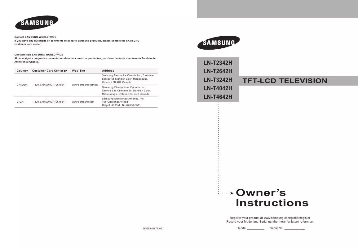 Mode d'emploi SAMSUNG LN-T2342H