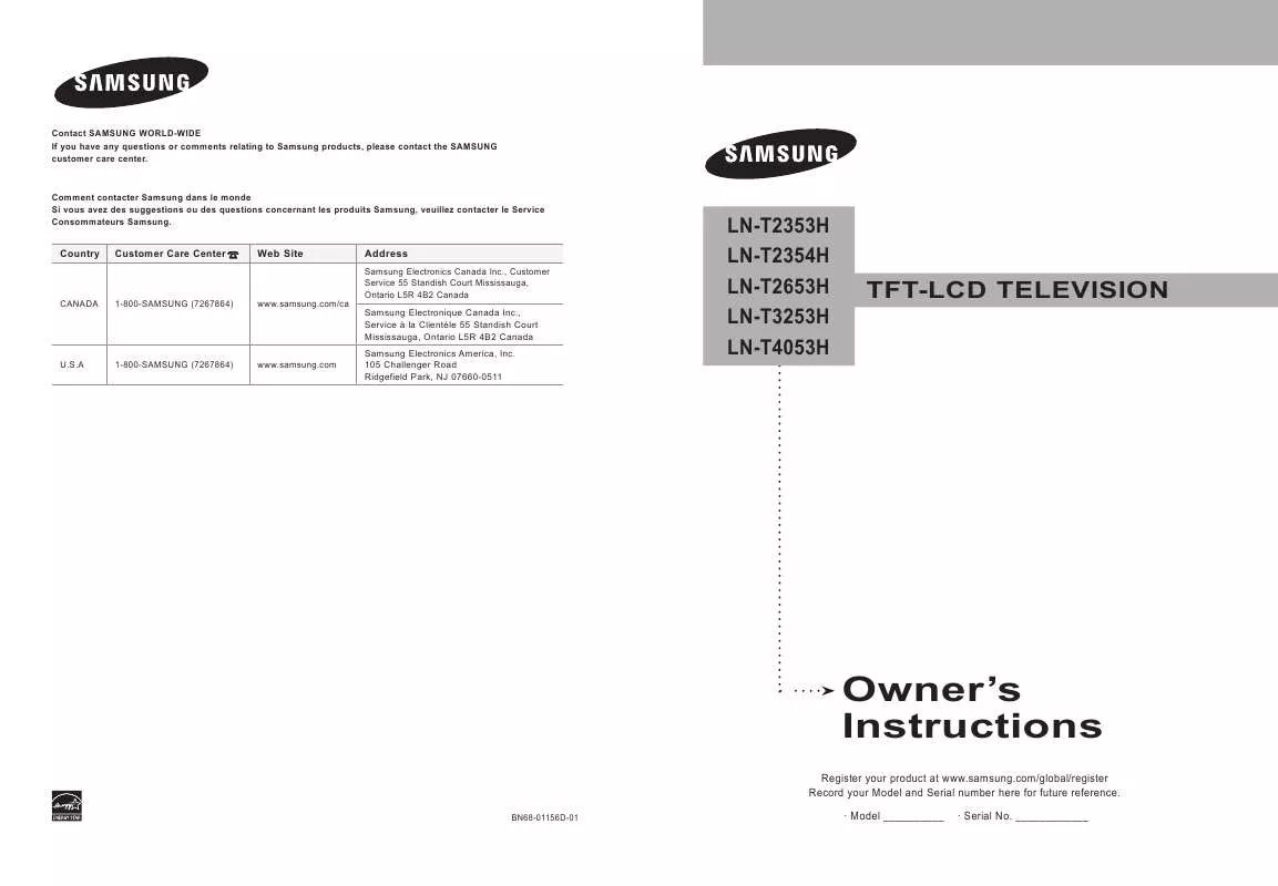 Mode d'emploi SAMSUNG LN-T2353H