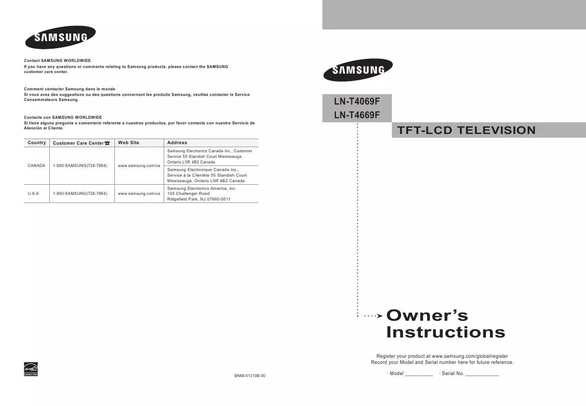 Mode d'emploi SAMSUNG LN-T4069F