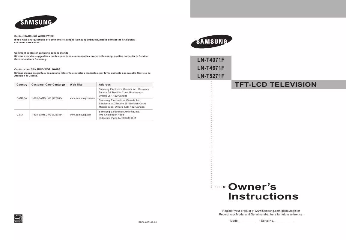 Mode d'emploi SAMSUNG LN-T4671F