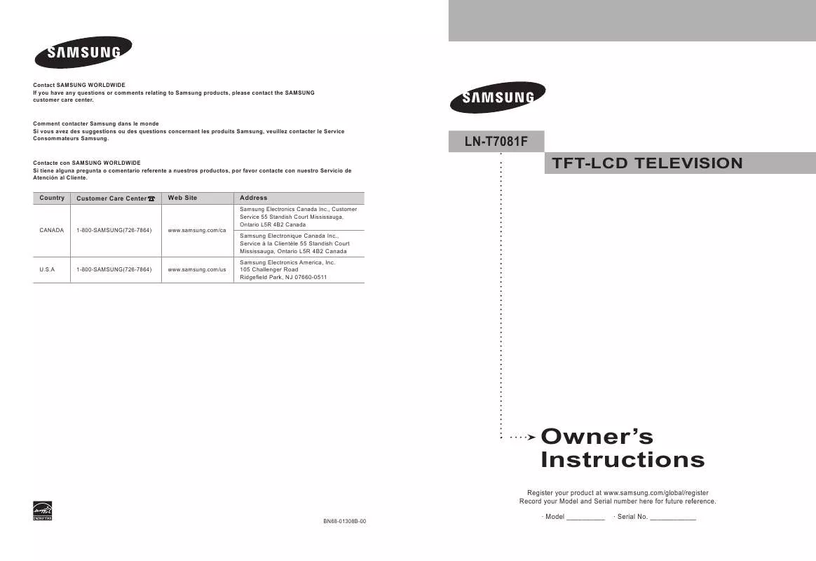 Mode d'emploi SAMSUNG LN-T7081F