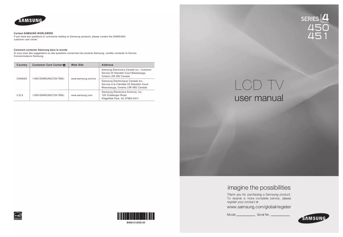 Mode d'emploi SAMSUNG LN19A450C1D