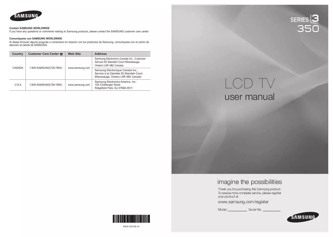 Mode d'emploi SAMSUNG LN26C350D1D