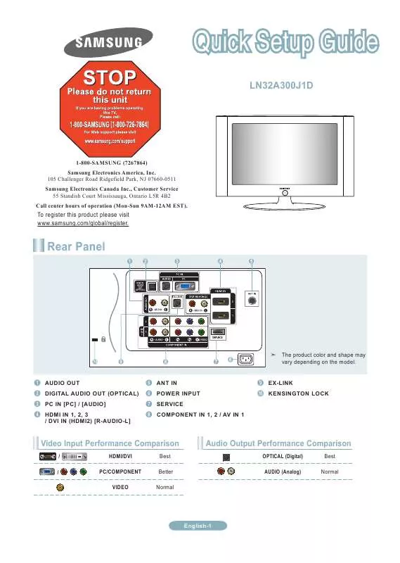 Mode d'emploi SAMSUNG LN32A300J1D