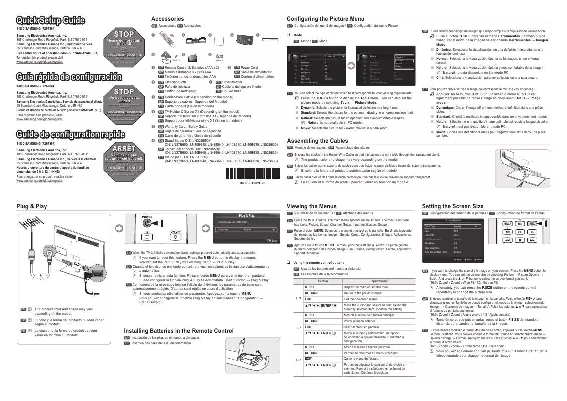 Mode d'emploi SAMSUNG LN32B650