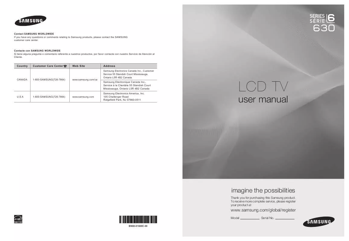 Mode d'emploi SAMSUNG LN40A630M1F