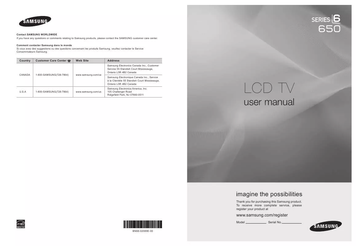 Mode d'emploi SAMSUNG LN40B650