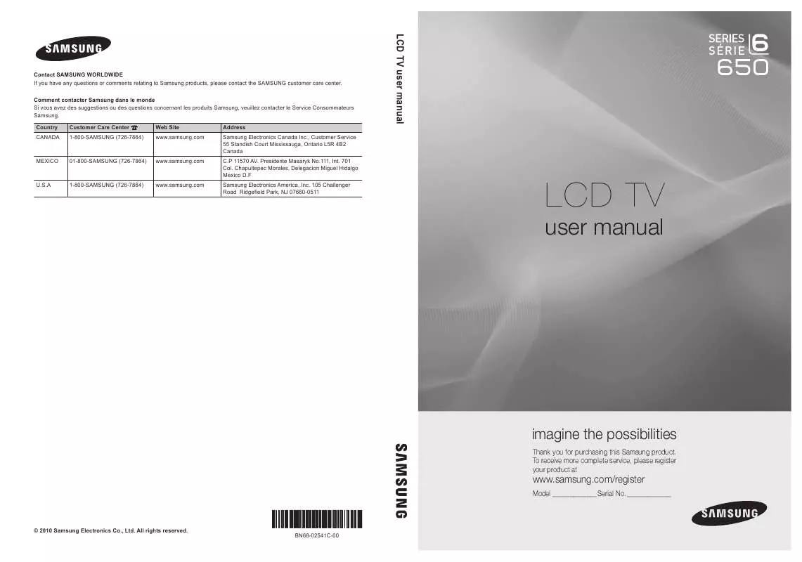 Mode d'emploi SAMSUNG LN40C650