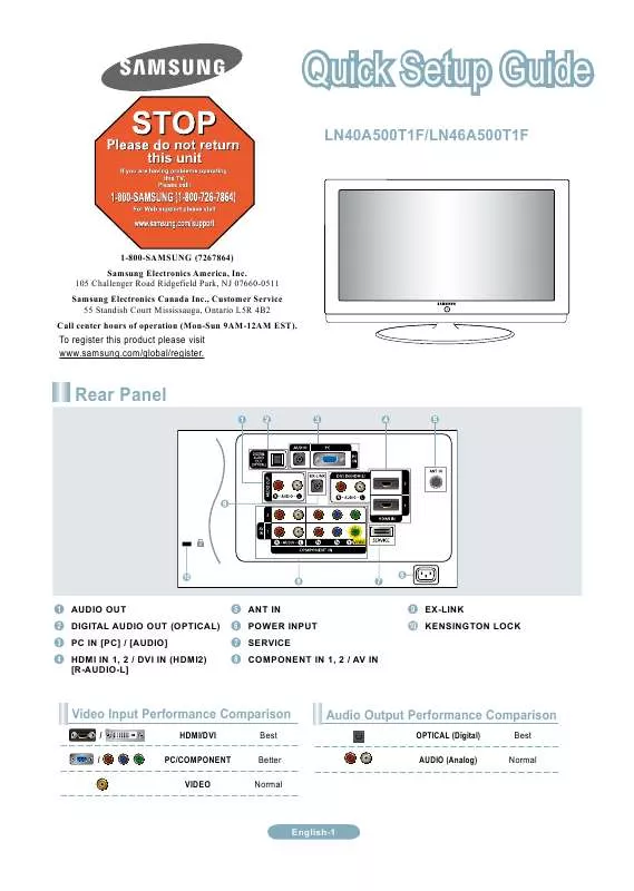 Mode d'emploi SAMSUNG LN46A500T1F