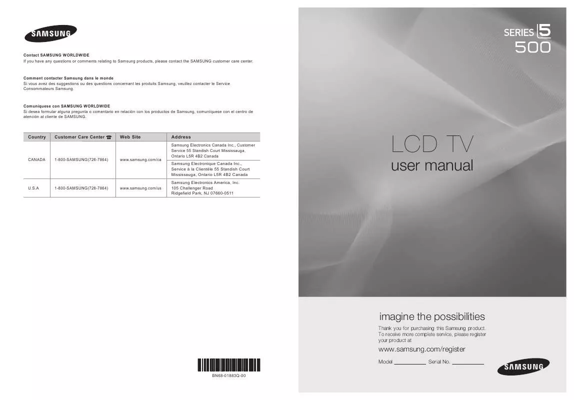 Mode d'emploi SAMSUNG LN46B500P3F