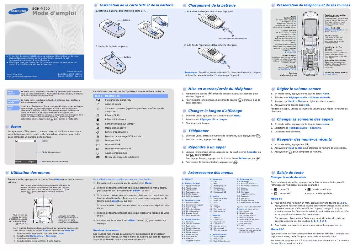 Mode d'emploi SAMSUNG M300