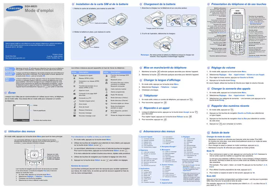 Mode d'emploi SAMSUNG M620