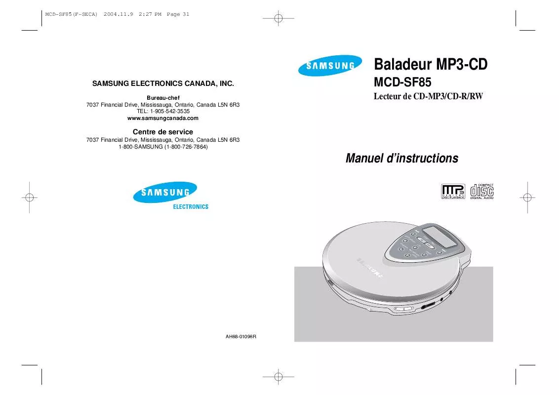 Mode d'emploi SAMSUNG MCD-SF85