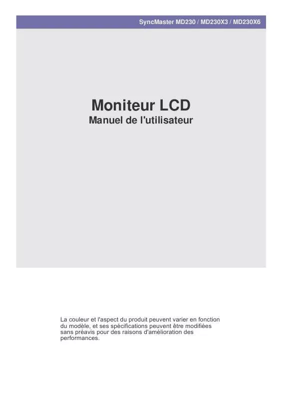 Mode d'emploi SAMSUNG MD230X3