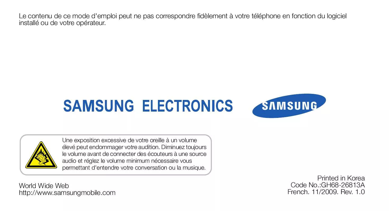 Mode d'emploi SAMSUNG MISS PLAYER GT-S7070