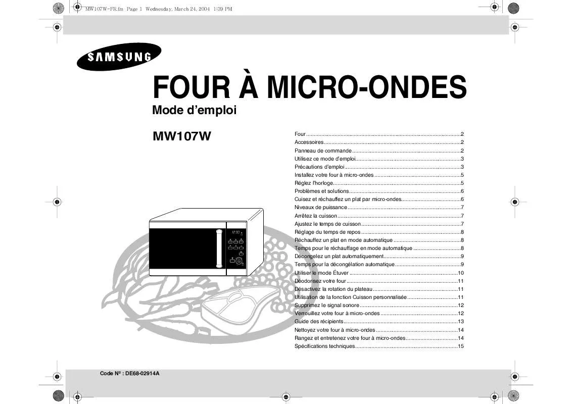 Mode d'emploi SAMSUNG MW107W