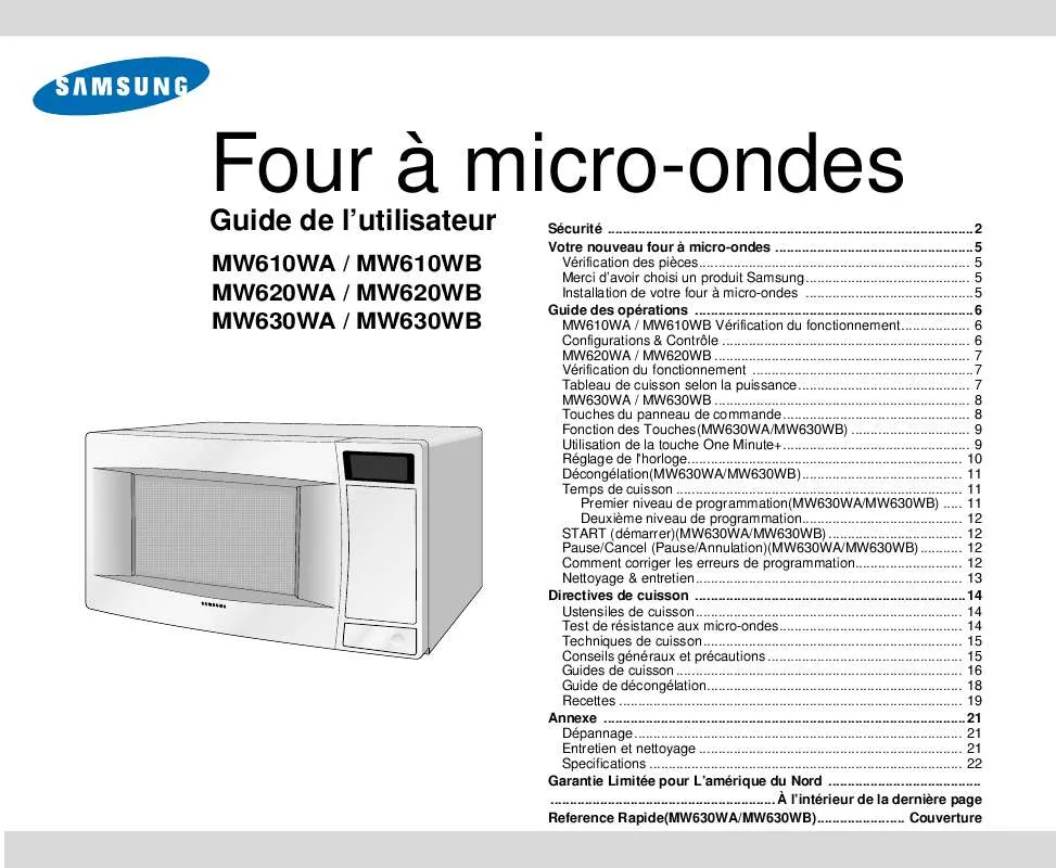 Mode d'emploi SAMSUNG MW630WA