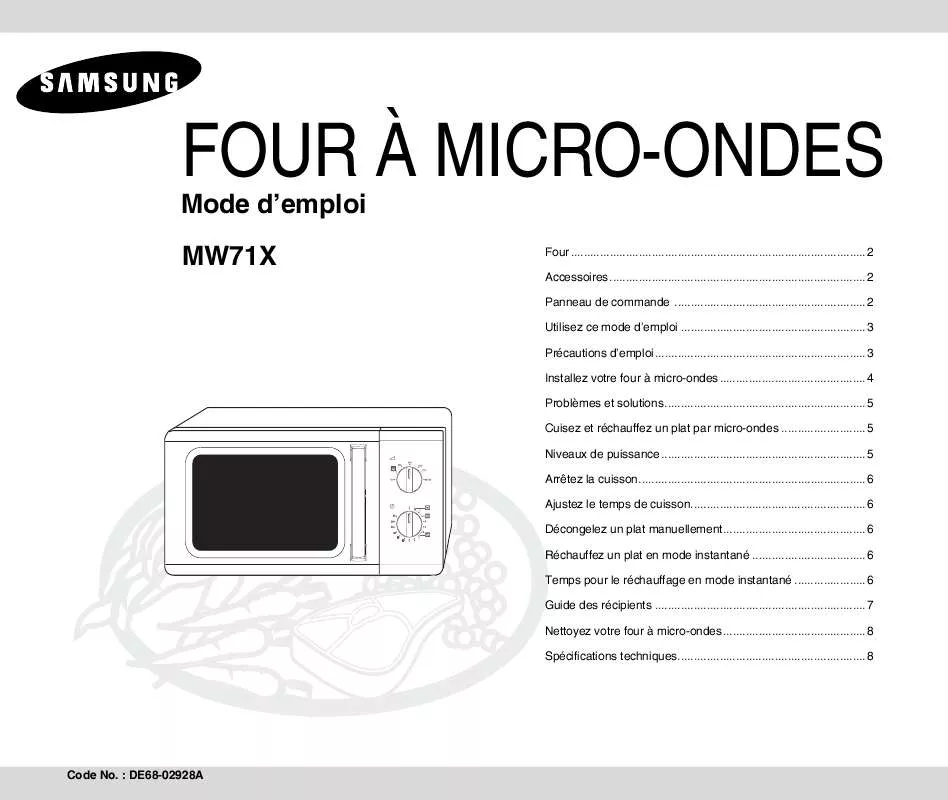 Mode d'emploi SAMSUNG MW71X