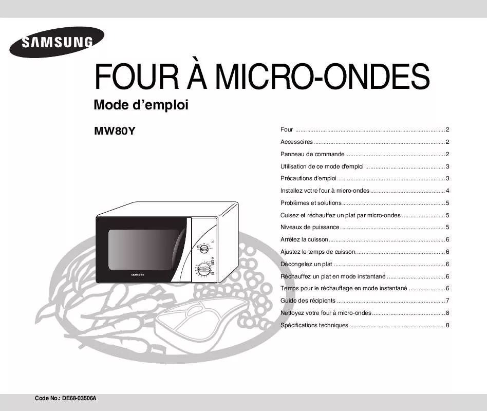 Mode d'emploi SAMSUNG MW80Y