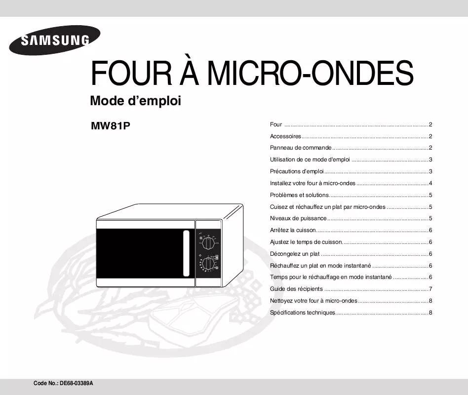 Mode d'emploi SAMSUNG MW81P