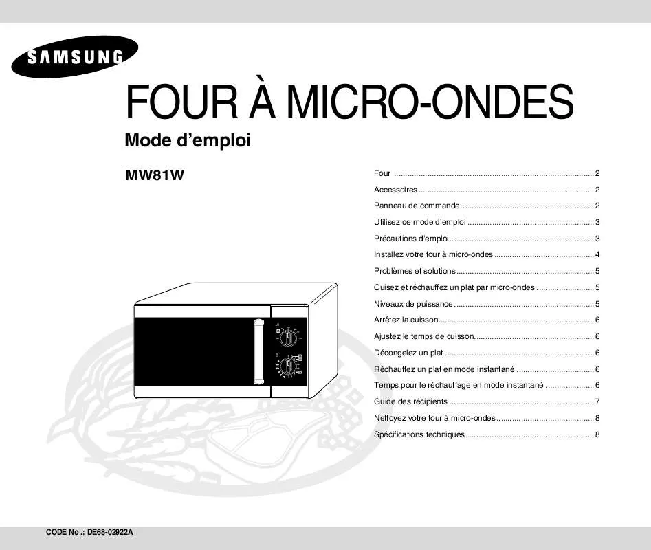 Mode d'emploi SAMSUNG MW81W-X