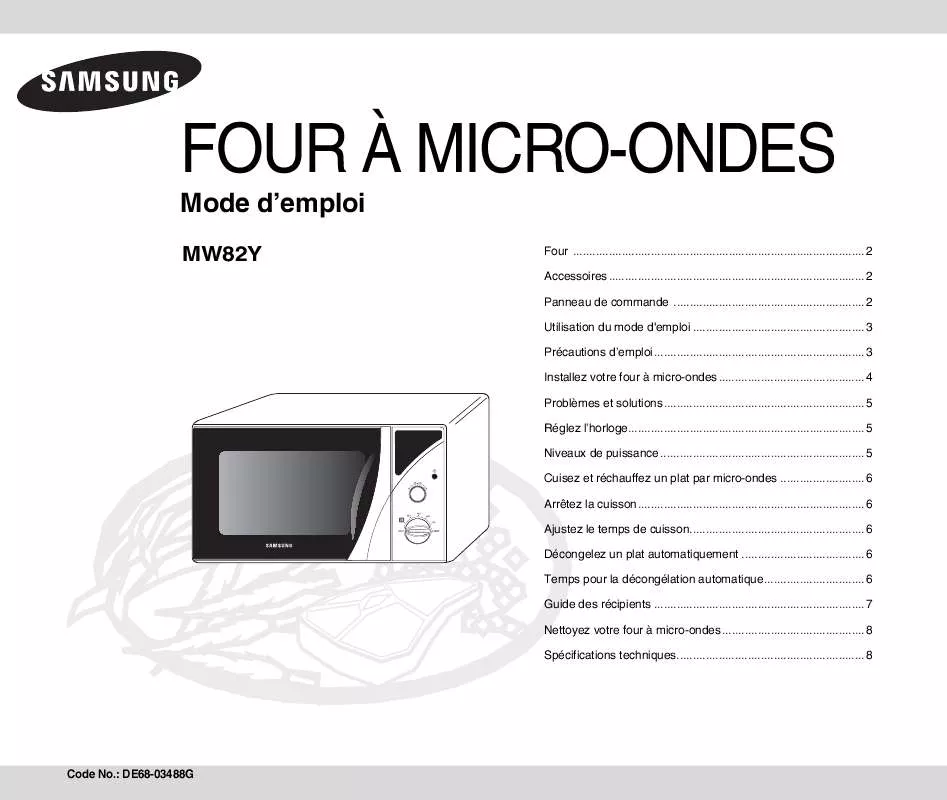 Mode d'emploi SAMSUNG MW82Y-WP