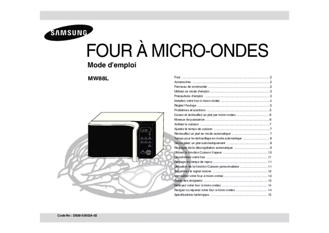 Mode d'emploi SAMSUNG MW88LS