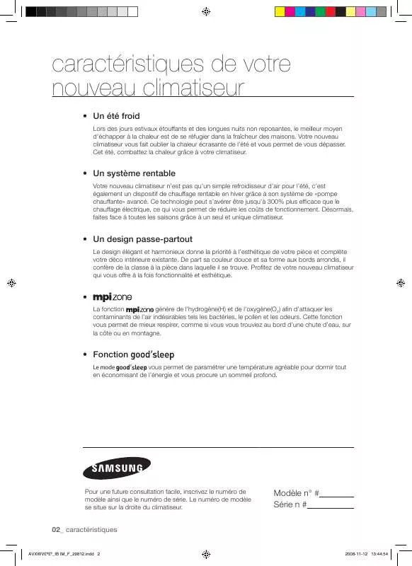 Mode d'emploi SAMSUNG NH028VHXEA